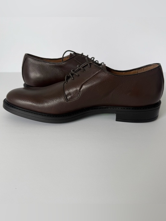 Barneys New York Dark Brown Pebbled Leather Derby Shoes main image 5